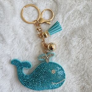 Sparkling Blue Whale Keychain Bag Charm